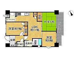 サーパス井尻 3LDKの間取図画像