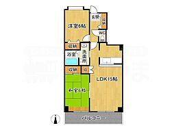 ヴィラ横尾 2LDKの間取図画像