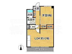 第1サンハイツ五条 1LDKの間取図画像
