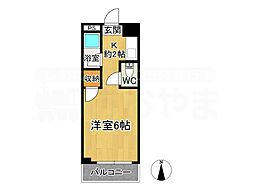 アテイン朱雀 ワンルームの間取図画像