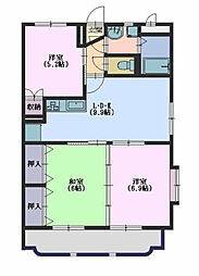 グランデル 3階3LDKの間取り