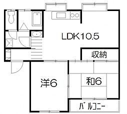 光ハイツ 2LDKの間取図画像