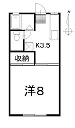 サンシャイン寺家A 1階1Kの間取り