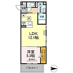グレイスガーデンA 1階1LDKの間取り