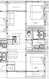 Y.KFLATB 2LDKの間取図画像