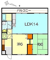 DOマンションB館 2LDKの間取図画像