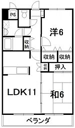 クニヒロマンションH 2LDKの間取図画像