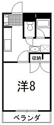 ハイコンスビル4 1Kの間取図画像