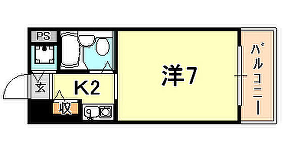 兵庫県神戸市中央区楠町６丁目(賃貸マンション1K・4階・18.90㎡)の写真 その2