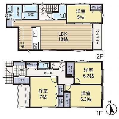 間取り 築後未入居　三ツ境　全7棟　B号棟