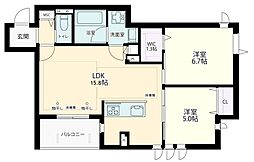 リバーシャトー永福 2階2LDKの間取り