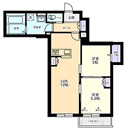 05633−0107 1階2LDKの間取り