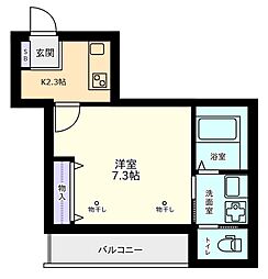 F明大前 1Kの間取図画像