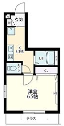 メゾン西原 1Kの間取図画像
