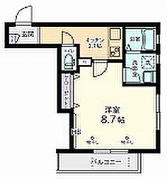 カーサスピーゴラ 1Kの間取図画像