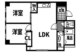 太平ロイヤル文の里 2LDKの間取図画像