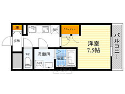 S-RESIDENCE江坂Alegria 6階1Kの間取り