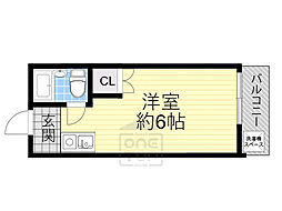 シャンブル千里 ワンルームの間取図画像