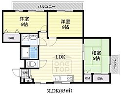 ヴェールアッシュ2 3LDKの間取図画像
