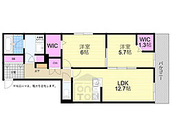 （仮称）大阪市浪速区難波中3丁目ヘーベルメゾン 3階2LDKの間取り