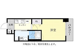 エルプレイス江坂2 2階1Kの間取り