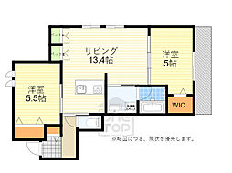 HEBEL MAIZON 石橋天神 2LDKの間取図画像
