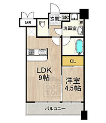プレジオ緑地公園 1LDKの間取図画像