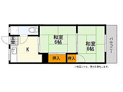 第一清涼マンション 2Kの間取図画像