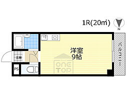 箕面コウメイハイツ ワンルームの間取図画像