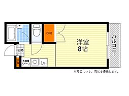 グランピーノ春日 ワンルームの間取図画像
