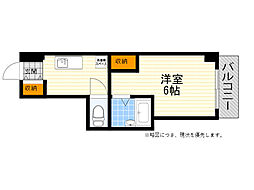 イーズ千里山 1Kの間取図画像