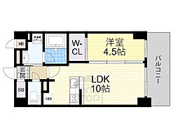 フランディル・オーラ江坂 1LDKの間取図画像