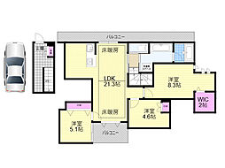 (仮称)豊中市南桜塚1丁目へーベルメゾン 3LDKの間取図画像