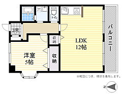 エレガンス上田 1LDKの間取図画像