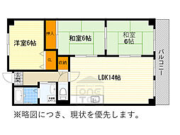 グリーンハイム千里2 3LDKの間取図画像