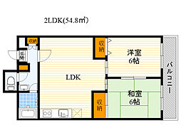 千里ピュアーライフ 2LDKの間取図画像