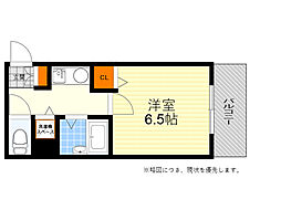 ストリーム江坂 1Kの間取図画像