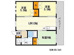 メゾンドアルジャン 3LDKの間取図画像