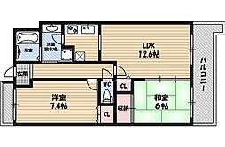 コートアメニティ江坂 2LDKの間取図画像