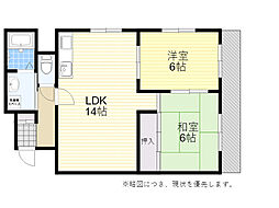 ベルヴュー桜の町 2DKの間取図画像