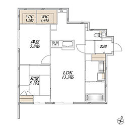 Garden crest箕面船場(BORIKIみのおせんば) 2LDKの間取図画像