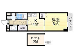 メゾンセルクル 1Kの間取図画像