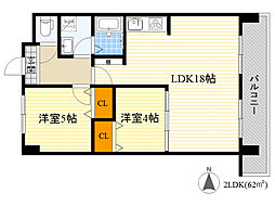 セントラルコート 2LDKの間取図画像