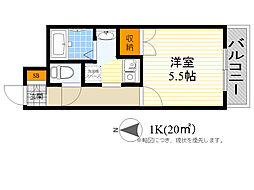サンワード浜 1Kの間取図画像