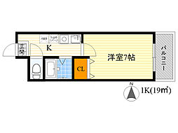 ハイツ岩本 1Kの間取図画像