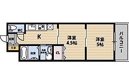 ヴィラほった2 1DKの間取図画像