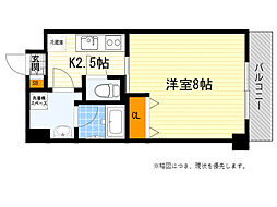 エルソル江坂 1Kの間取図画像