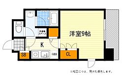 アスール江坂 1Kの間取図画像