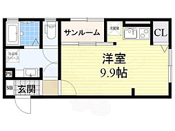 VillaSatsuki ワンルームの間取図画像