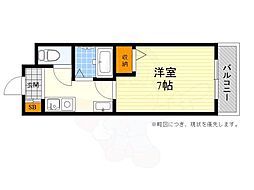 シャトレ豊津1 1Kの間取図画像